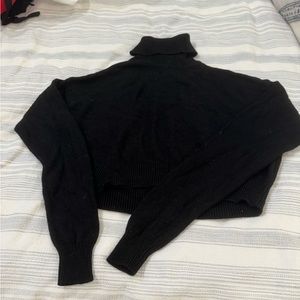 Divided cropped turtleneck sweater